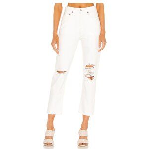 AGOLDE Riley High Rise Straight Crop Jeans Womens 24 White Distressed Casual Fit